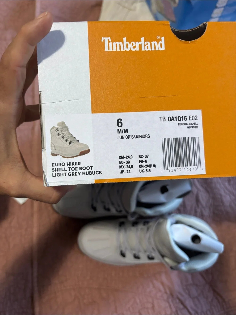 Timberland Kids' Heather Gray Hiking Boots with Tan Sole